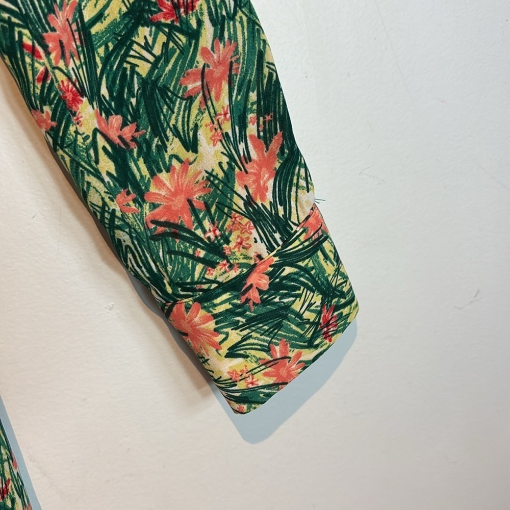 Aritzia Sunday Best Veronica Dress Tropical Floral Print Green Long Sleeve small - Picture 6 of 12